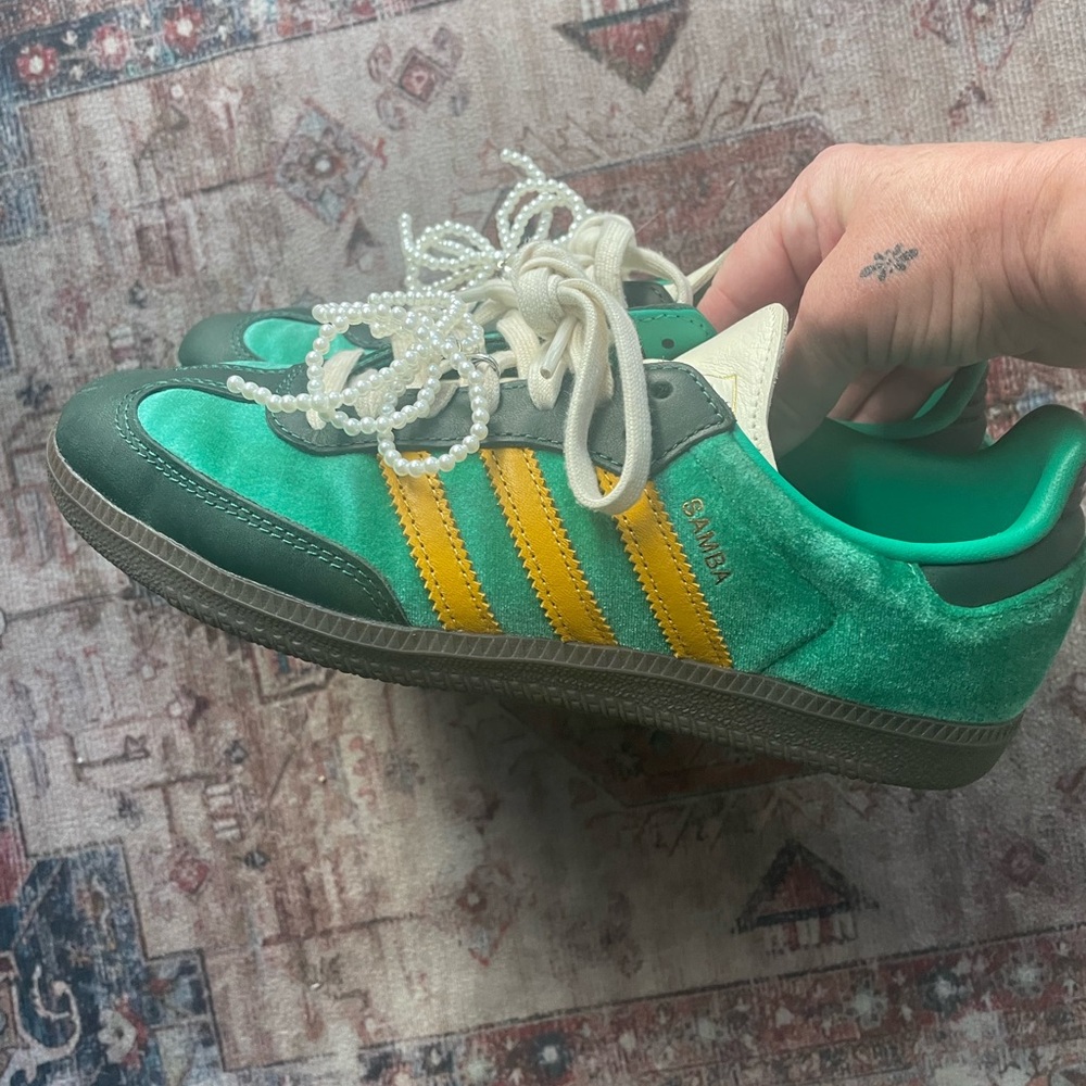 Adidas Samba Green and Yellow Sneakers
